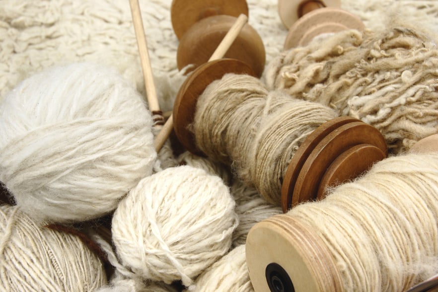 Natural wool yarns